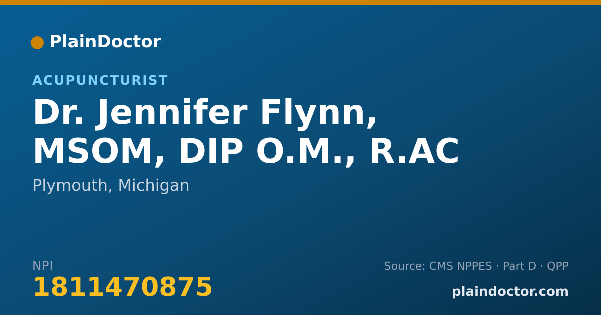 Shareable card for Jennifer Flynn, MSOM, DIP O.M., R.AC - Acupuncturist, Plymouth, MI