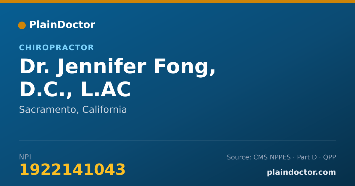 Shareable card for Jennifer Fong, D.C., L.AC - Chiropractor, Sacramento, CA