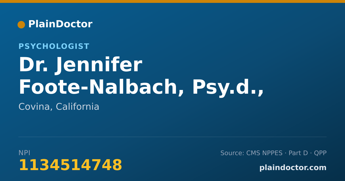 Shareable card for Jennifer Foote-Nalbach, Psy.d., PSY.D. - Psychologist, Covina, CA