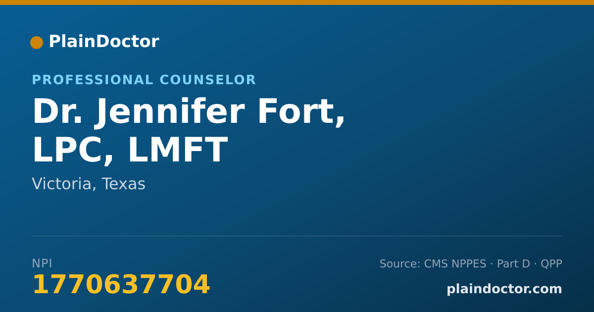 Shareable card for Jennifer Fort, LPC, LMFT - Professional Counselor, Victoria, TX