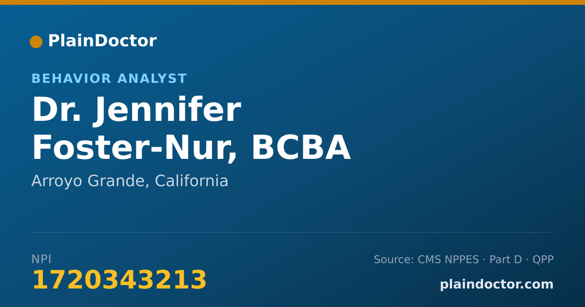 Shareable card for Jennifer Foster-Nur, BCBA - Behavior Analyst, Arroyo Grande, CA