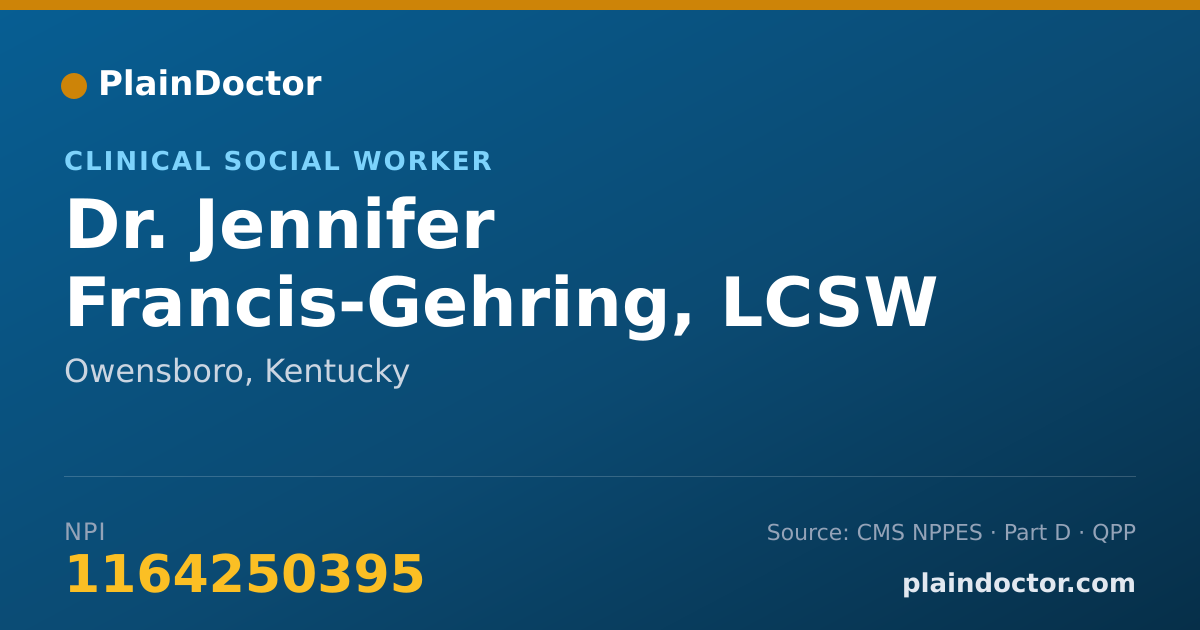 Shareable card for Jennifer Francis-Gehring, LCSW - Clinical Social Worker, Owensboro, KY