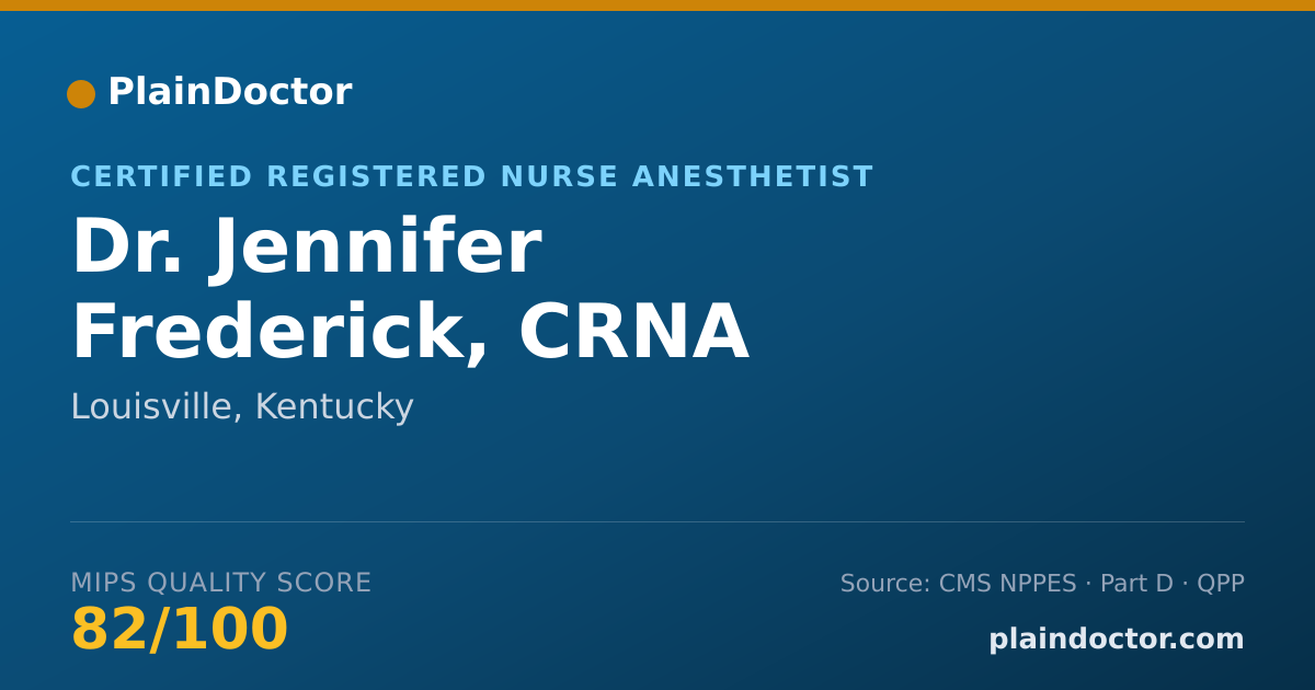 Shareable card for Jennifer Frederick, CRNA - Certified Registered Nurse Anesthetist, Louisville, KY