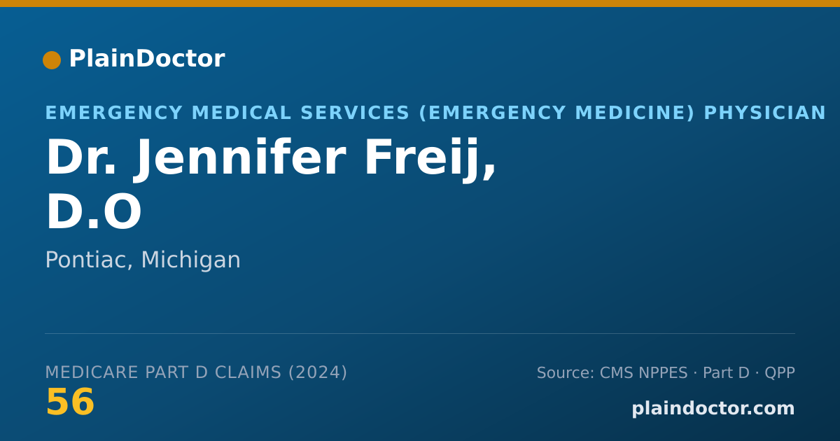 Shareable card for Jennifer Freij, D.O - Emergency Medical Services (Emergency Medicine) Physician, Pontiac, MI