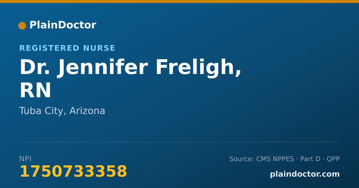Shareable card for Jennifer Freligh, RN - Registered Nurse, Tuba City, AZ