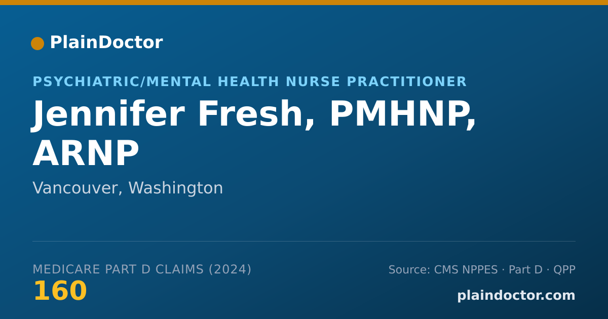 Shareable card for Jennifer Fresh, PMHNP, ARNP - Psychiatric/Mental Health Nurse Practitioner, Vancouver, WA