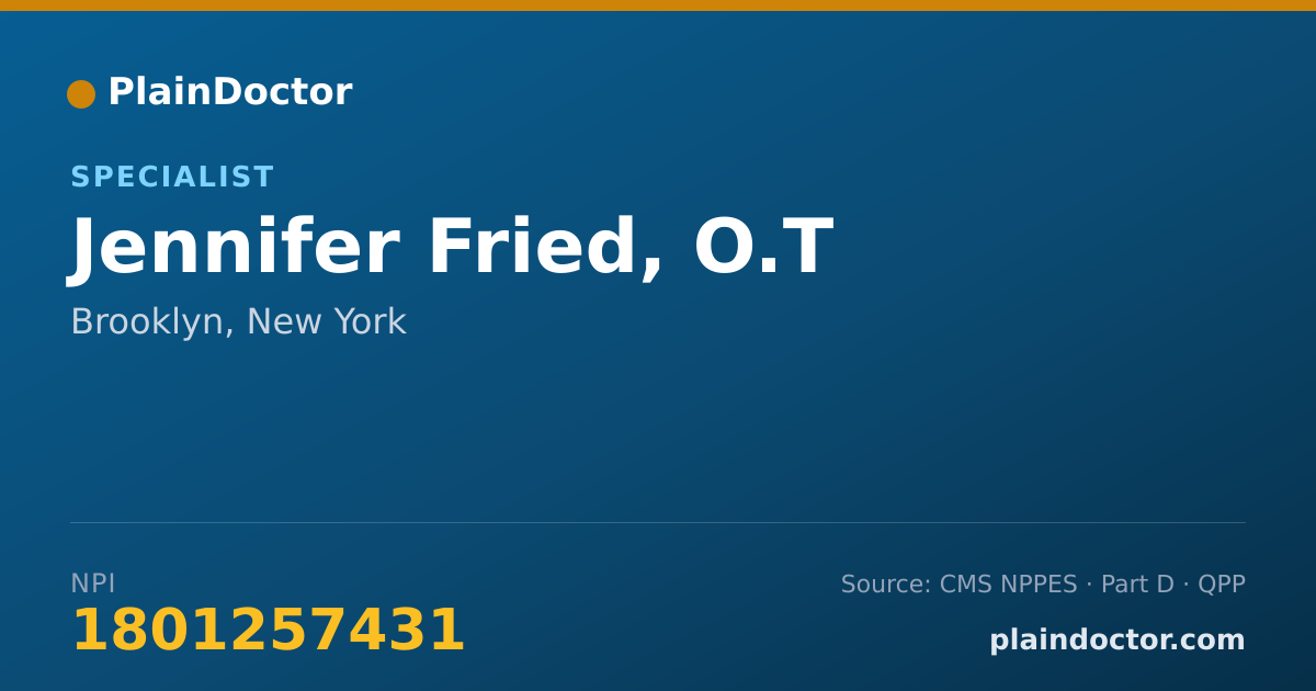 Shareable card for Jennifer Fried, O.T - Specialist, Brooklyn, NY