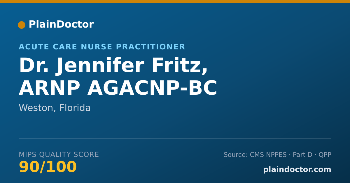 Shareable card for Jennifer Fritz, ARNP AGACNP-BC - Acute Care Nurse Practitioner, Weston, FL