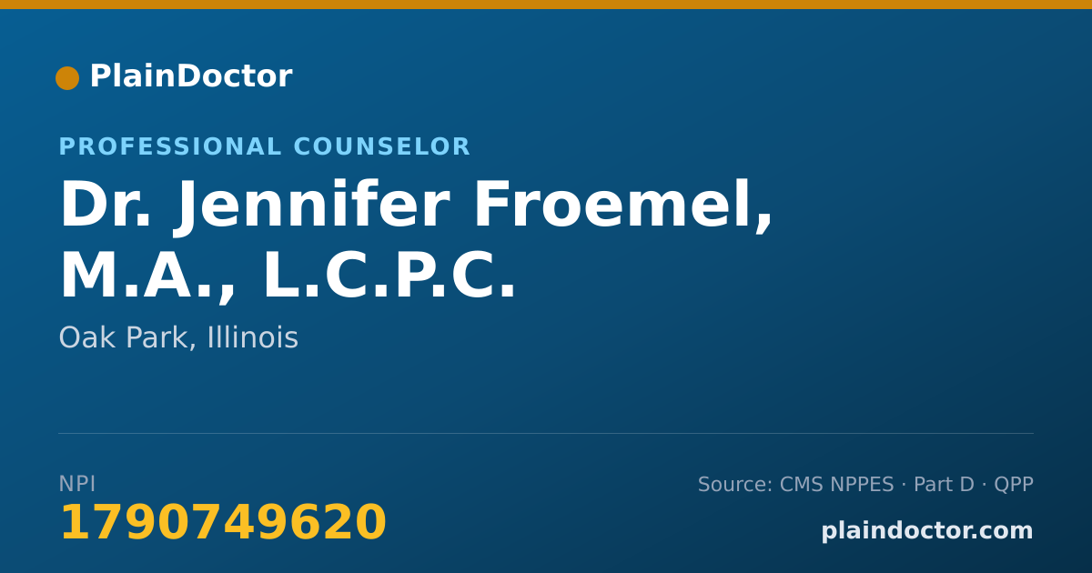 Shareable card for Jennifer Froemel, M.A., L.C.P.C. - Professional Counselor, Oak Park, IL