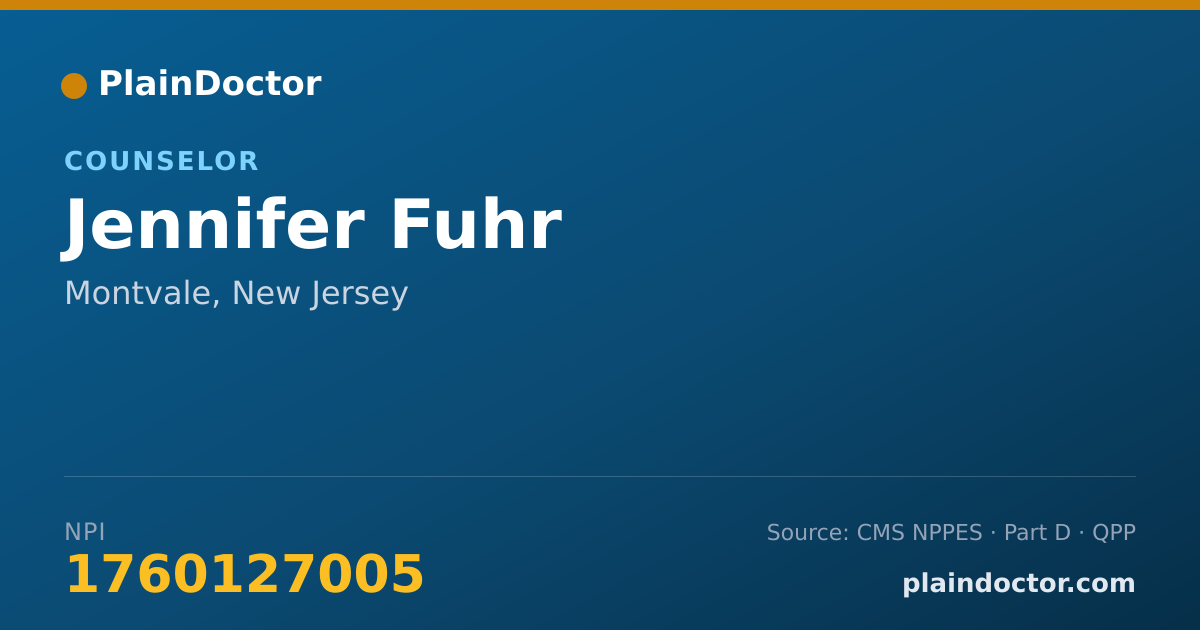 Shareable card for Jennifer Fuhr - Counselor, Montvale, NJ