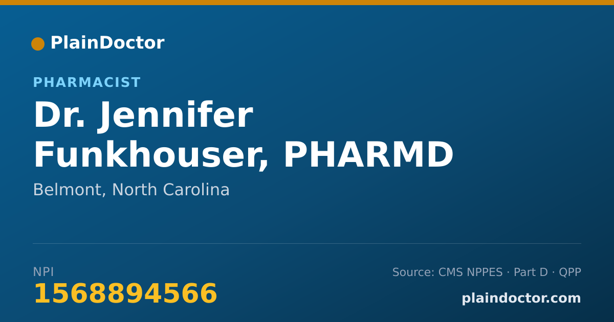 Shareable card for Jennifer Funkhouser, PHARMD - Pharmacist, Belmont, NC