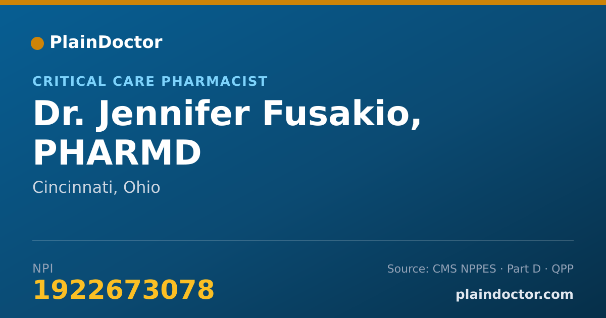 Shareable card for Jennifer Fusakio, PHARMD - Critical Care Pharmacist, Cincinnati, OH