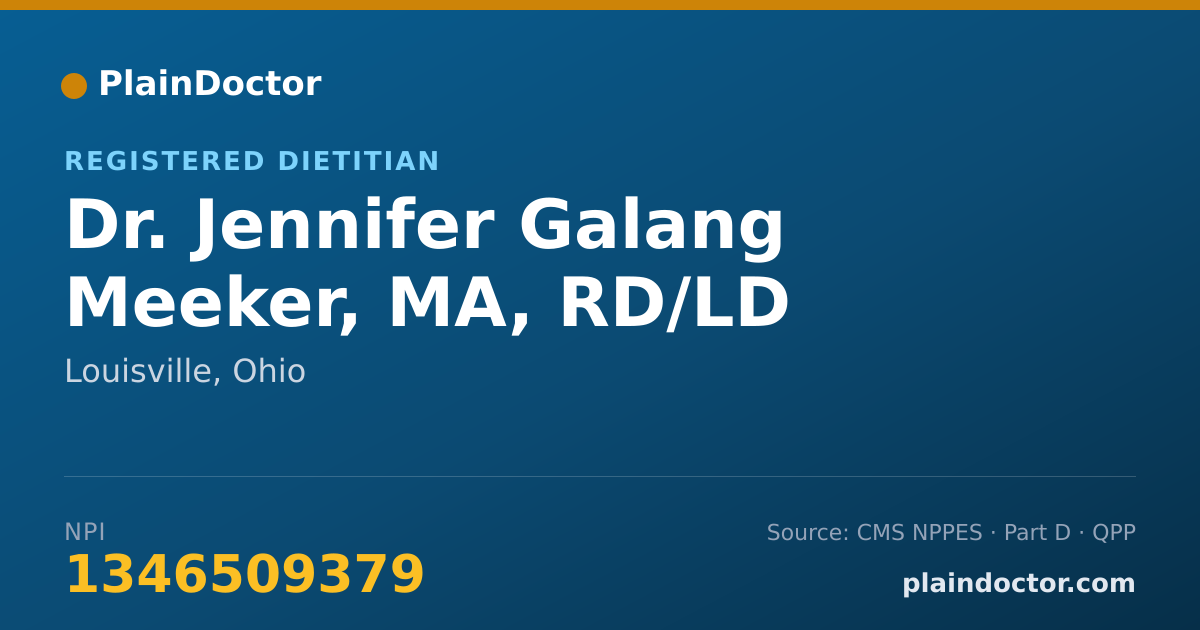 Shareable card for Jennifer Galang Meeker, MA, RD/LD - Registered Dietitian, Louisville, OH