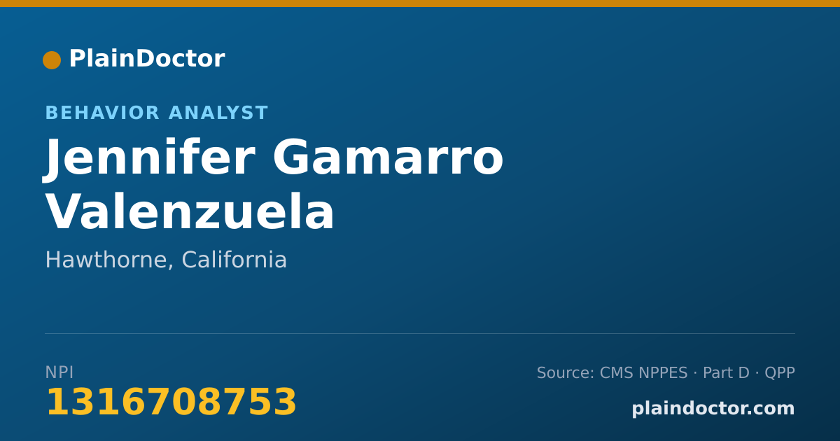 Shareable card for Jennifer Gamarro Valenzuela - Behavior Analyst, Hawthorne, CA