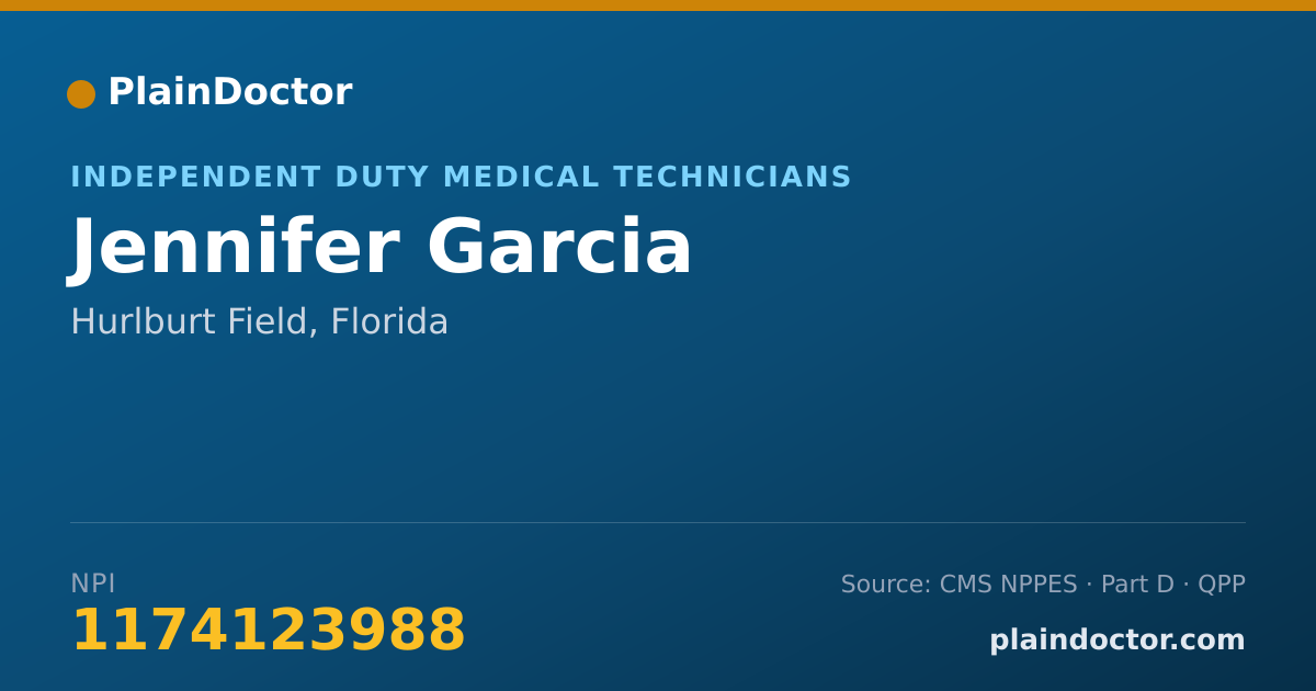 Shareable card for Jennifer Garcia - Independent Duty Medical Technicians, Hurlburt Field, FL