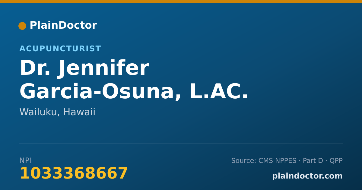 Shareable card for Jennifer Garcia-Osuna, L.AC. - Acupuncturist, Wailuku, HI