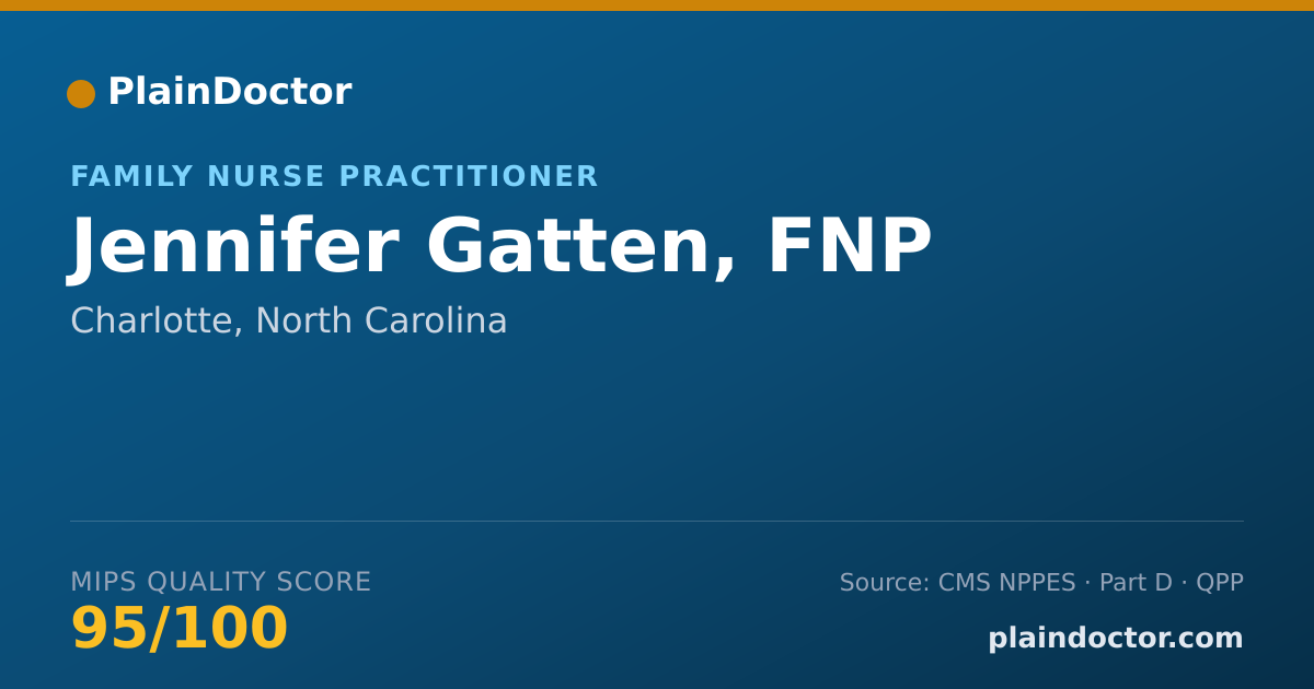 Shareable card for Jennifer Gatten, FNP - Nurse Practitioner, Charlotte, NC