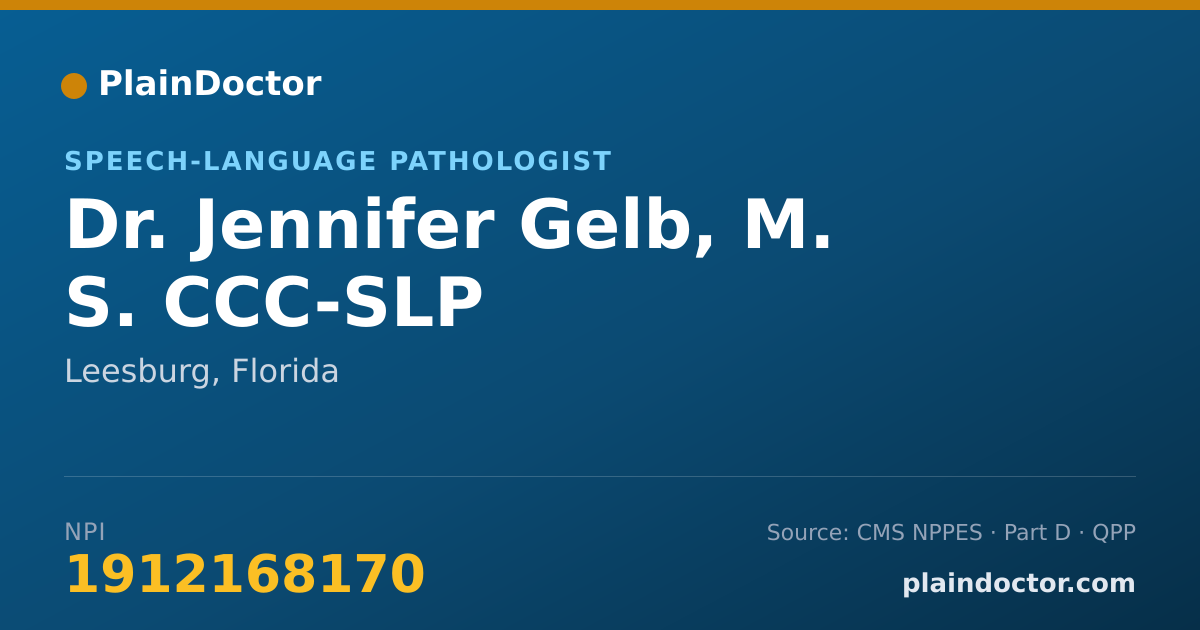 Shareable card for Jennifer Gelb, M. S. CCC-SLP - Speech-Language Pathologist, Leesburg, FL