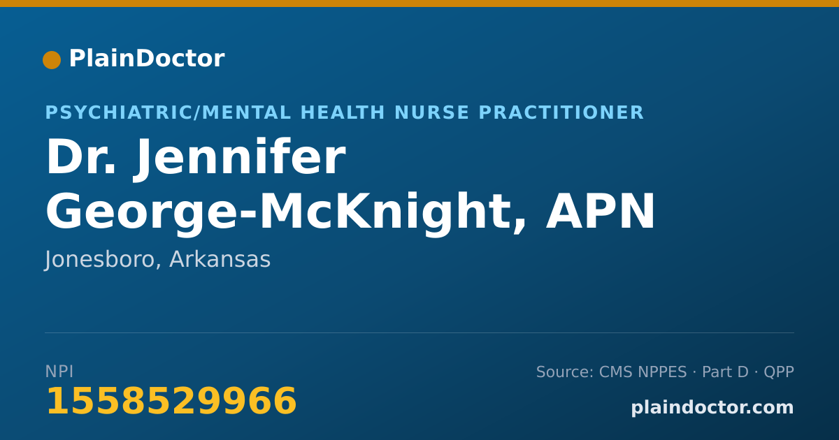 Shareable card for Jennifer George-McKnight, APN - Psychiatric/Mental Health Nurse Practitioner, Jonesboro, AR