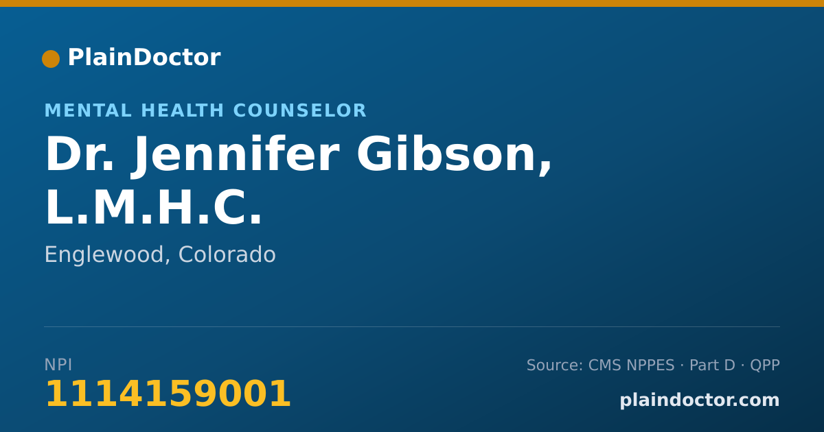 Shareable card for Jennifer Gibson, L.M.H.C. - Mental Health Counselor, Englewood, CO