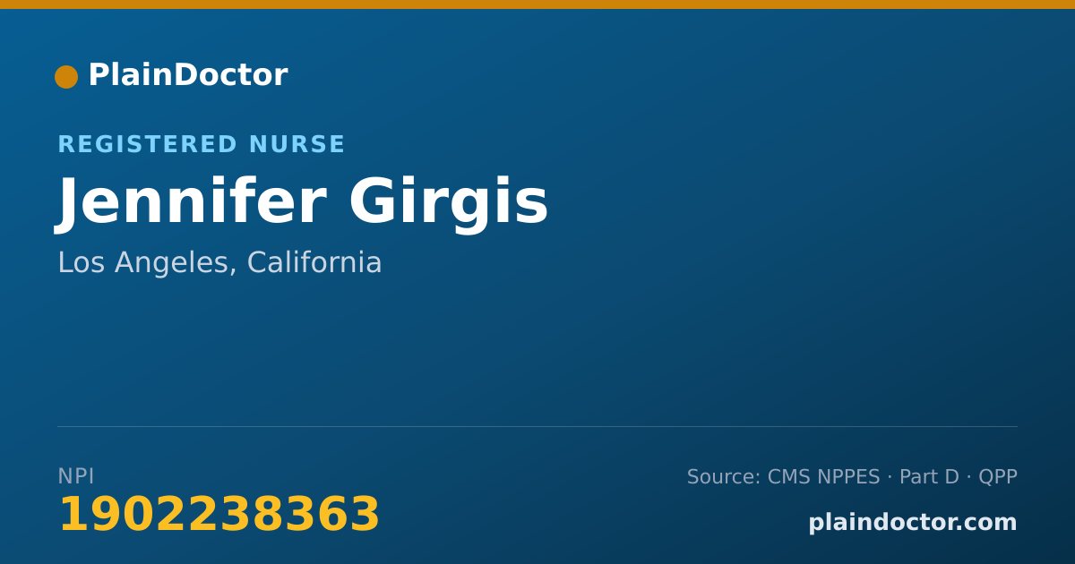Shareable card for Jennifer Girgis - Registered Nurse, Los Angeles, CA