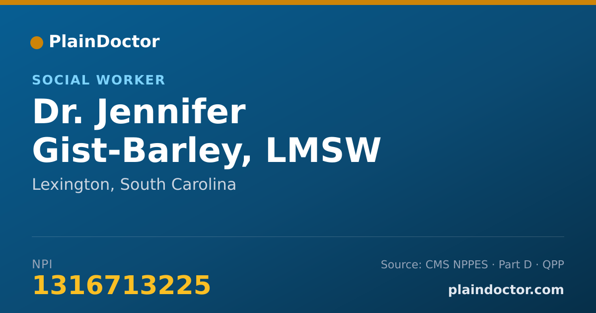 Shareable card for Jennifer Gist-Barley, LMSW - Social Worker, Lexington, SC