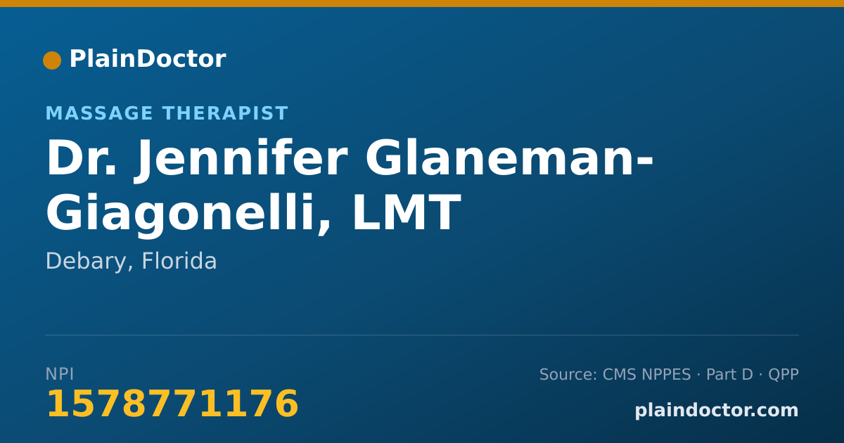 Shareable card for Jennifer Glaneman- Giagonelli, LMT - Massage Therapist, Debary, FL