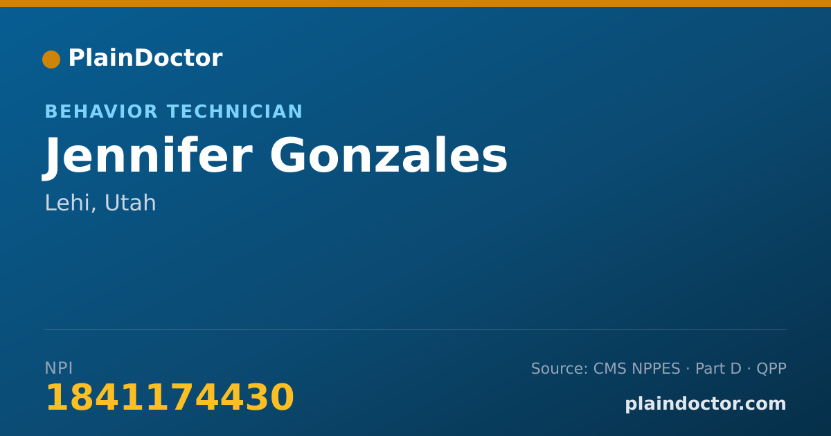 Shareable card for Jennifer Gonzales - Behavior Technician, Lehi, UT
