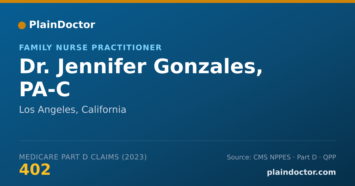 Shareable card for Jennifer Gonzales, PA-C - Family Nurse Practitioner, Los Angeles, CA