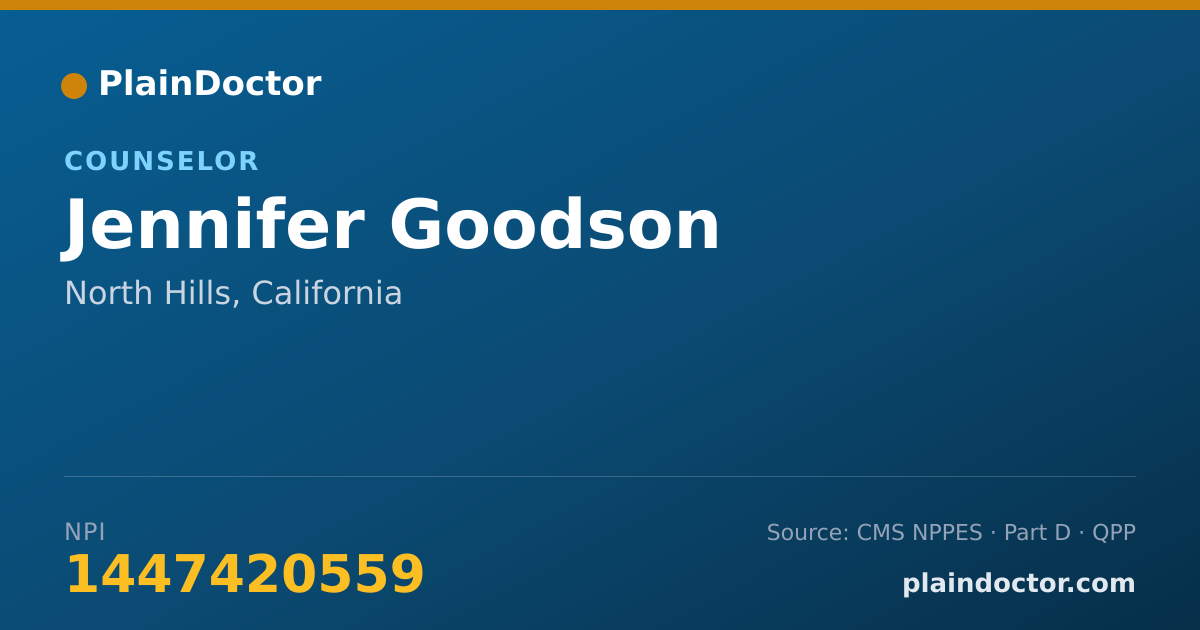 Shareable card for Jennifer Goodson - Counselor, North Hills, CA
