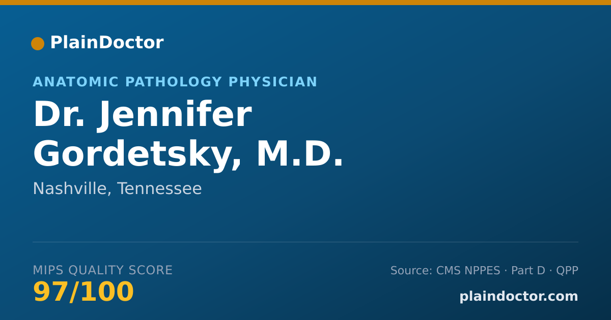 Shareable card for Jennifer Gordetsky, M.D. - Anatomic Pathology Physician, Nashville, TN