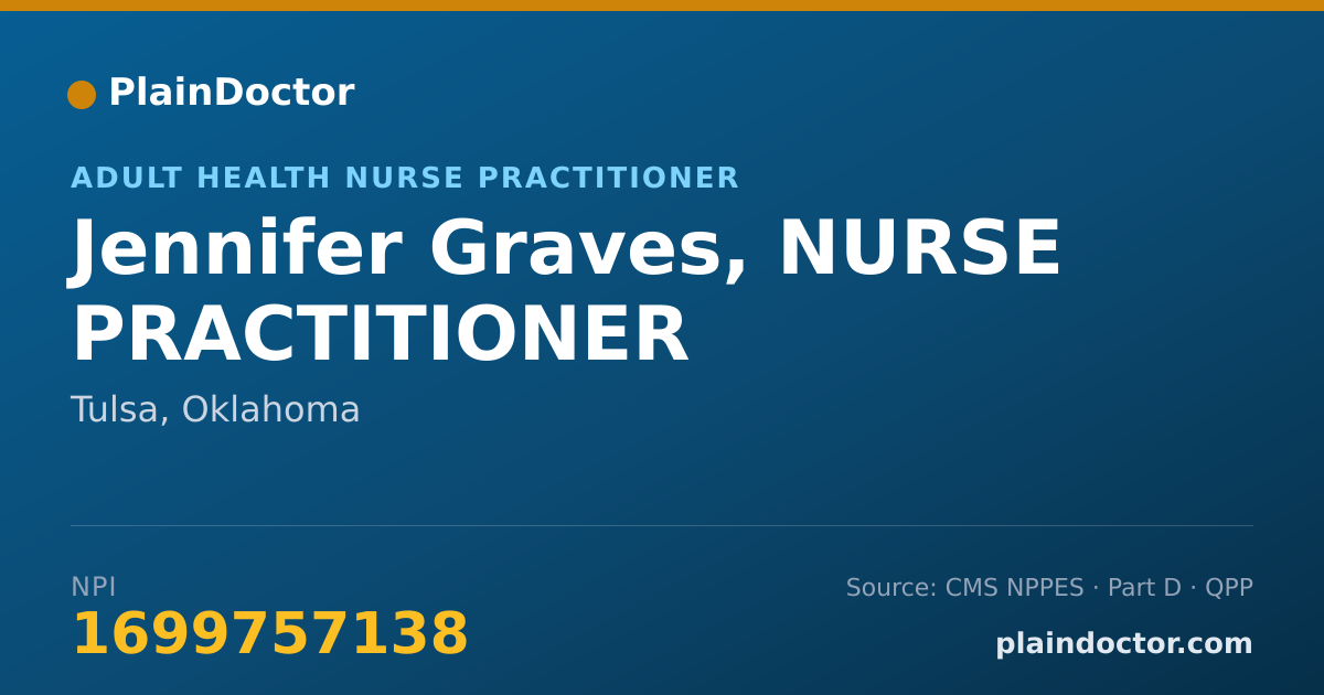 Shareable card for Jennifer Graves, NURSE PRACTITIONER - Adult Health Nurse Practitioner, Tulsa, OK