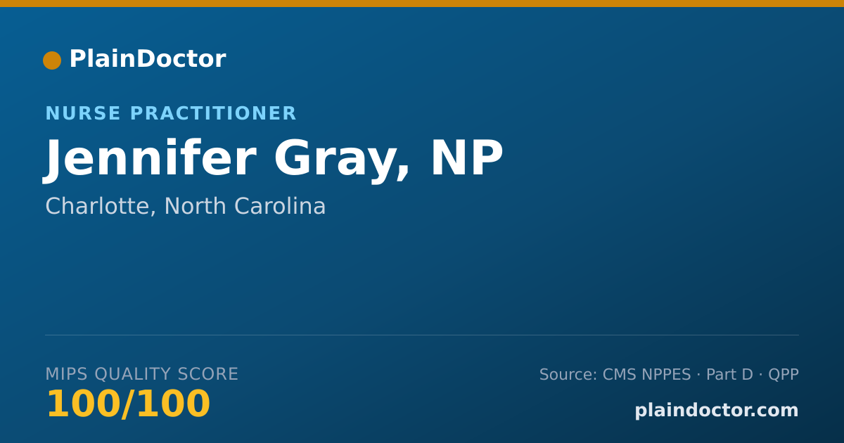 Shareable card for Jennifer Gray, NP - Nurse Practitioner, Charlotte, NC