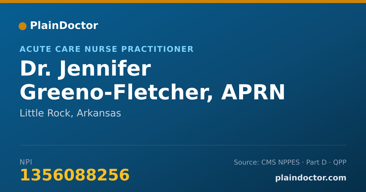 Shareable card for Jennifer Greeno-Fletcher, APRN - Acute Care Nurse Practitioner, Little Rock, AR