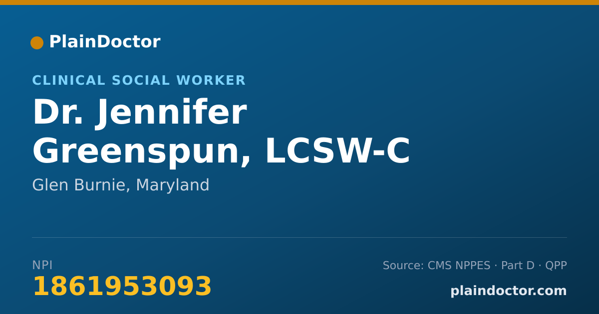 Shareable card for Jennifer Greenspun, LCSW-C - Clinical Social Worker, Glen Burnie, MD