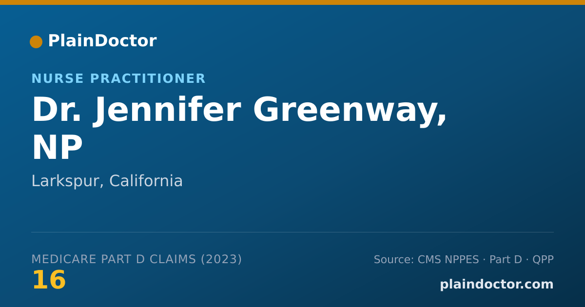 Shareable card for Jennifer Greenway, NP - Nurse Practitioner, Larkspur, CA