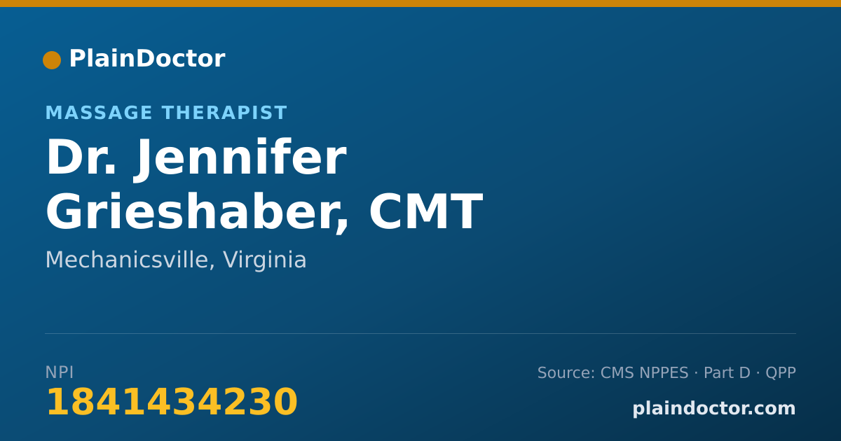 Shareable card for Jennifer Grieshaber, CMT - Massage Therapist, Mechanicsville, VA