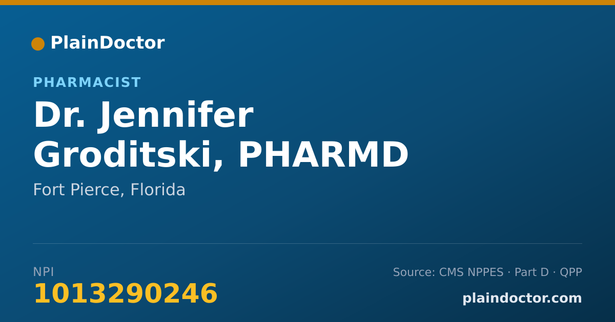 Shareable card for Jennifer Groditski, PHARMD - Pharmacist, Fort Pierce, FL