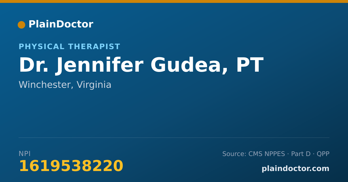 Shareable card for Jennifer Gudea, PT - Physical Therapist, Winchester, VA