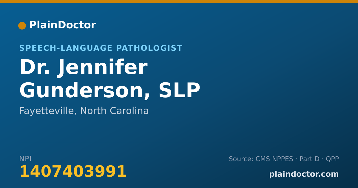 Shareable card for Jennifer Gunderson, SLP - Speech-Language Pathologist, Fayetteville, NC