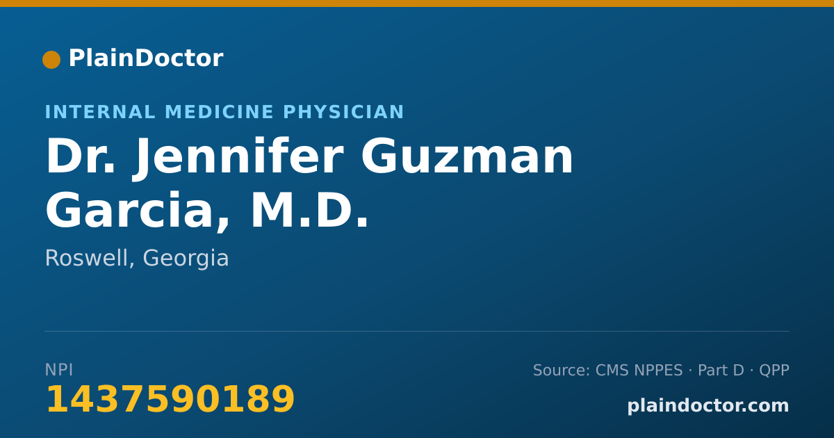 Shareable card for Jennifer Guzman Garcia, M.D. - Internal Medicine Physician, Roswell, GA