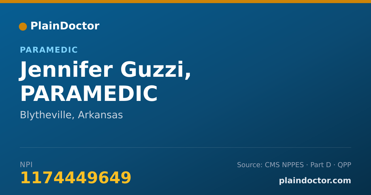 Shareable card for Jennifer Guzzi, PARAMEDIC - Paramedic, Blytheville, AR