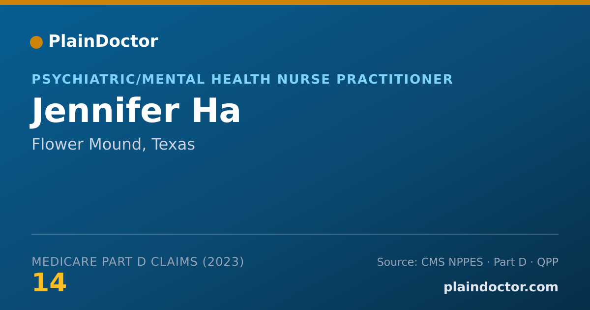 Shareable card for Jennifer Ha - Psychiatric/Mental Health Nurse Practitioner, Flower Mound, TX