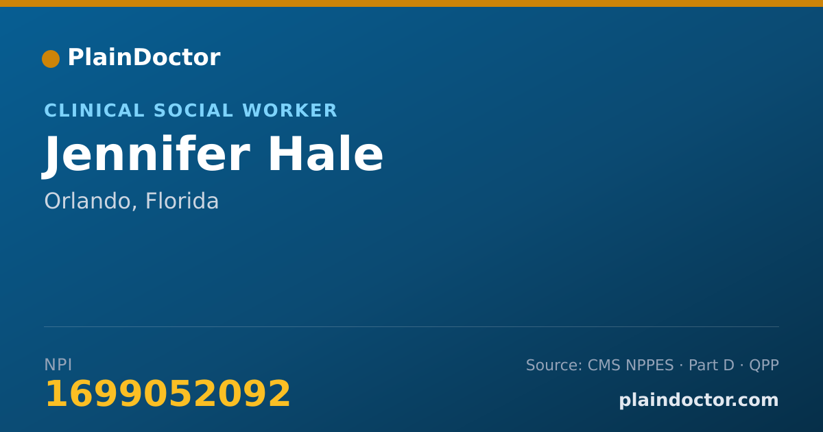 Shareable card for Jennifer Hale - Clinical Social Worker, Orlando, FL