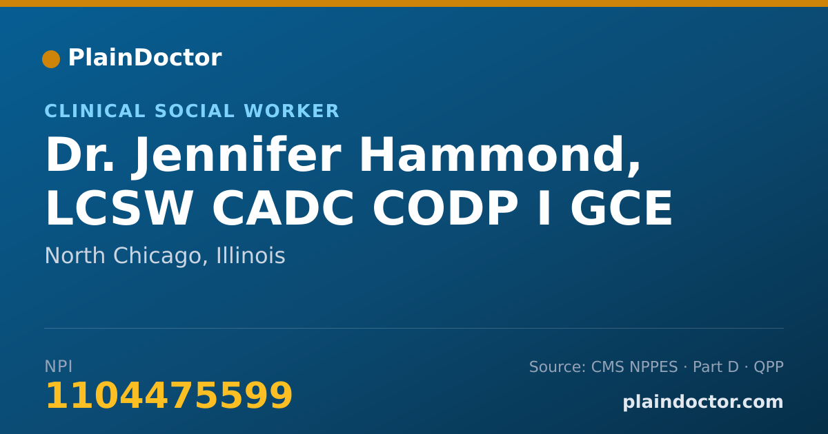 Shareable card for Jennifer Hammond, LCSW CADC CODP I GCE - Clinical Social Worker, North Chicago, IL