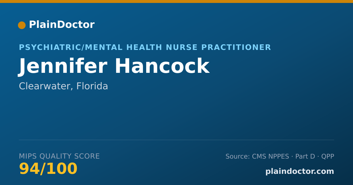 Shareable card for Jennifer Hancock - Psychiatric/Mental Health Nurse Practitioner, Clearwater, FL