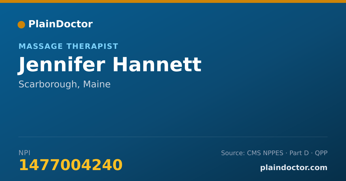 Shareable card for Jennifer Hannett - Massage Therapist, Scarborough, ME