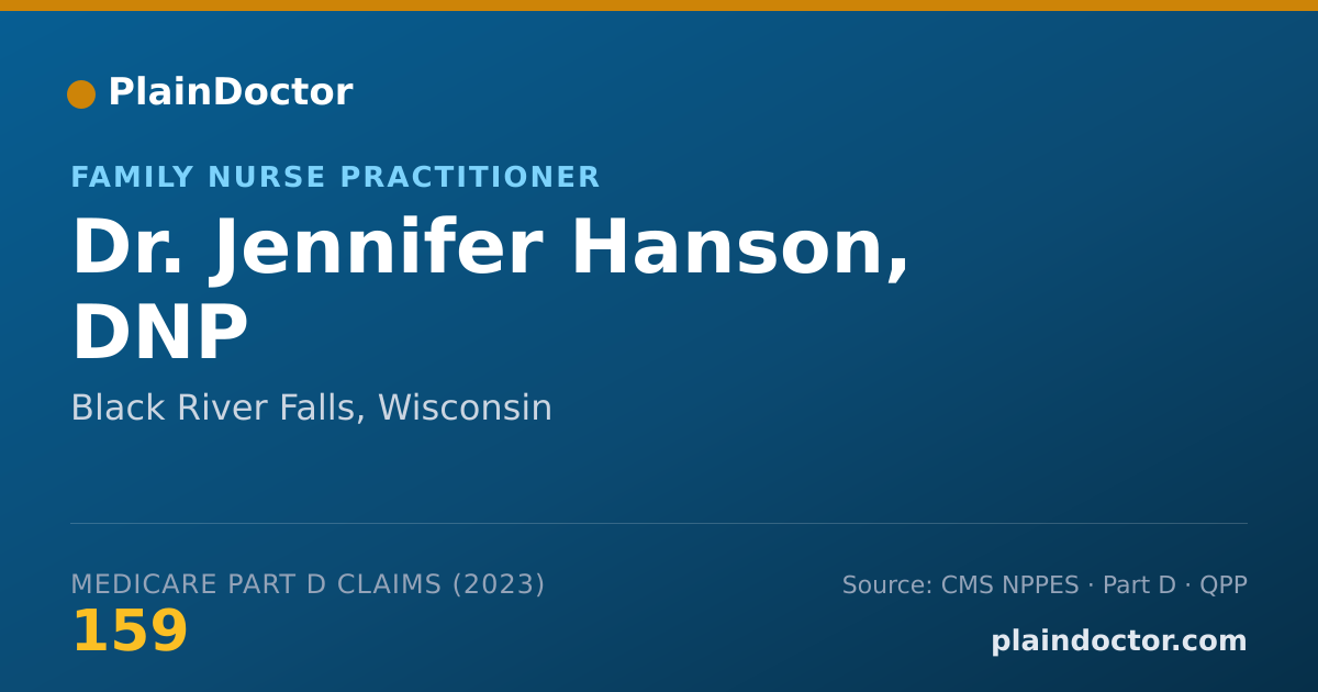 Shareable card for Jennifer Hanson, DNP - Family Nurse Practitioner, Black River Falls, WI
