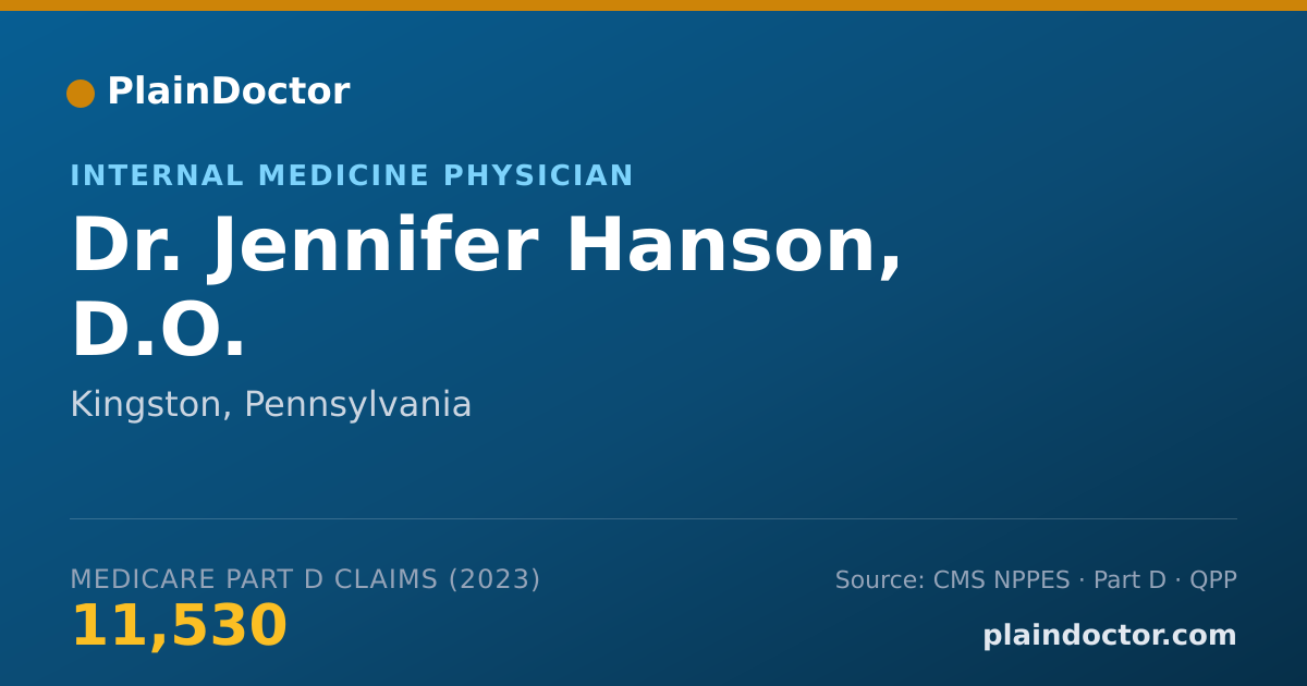 Shareable card for Jennifer Hanson, D.O. - Internal Medicine Physician, Kingston, PA