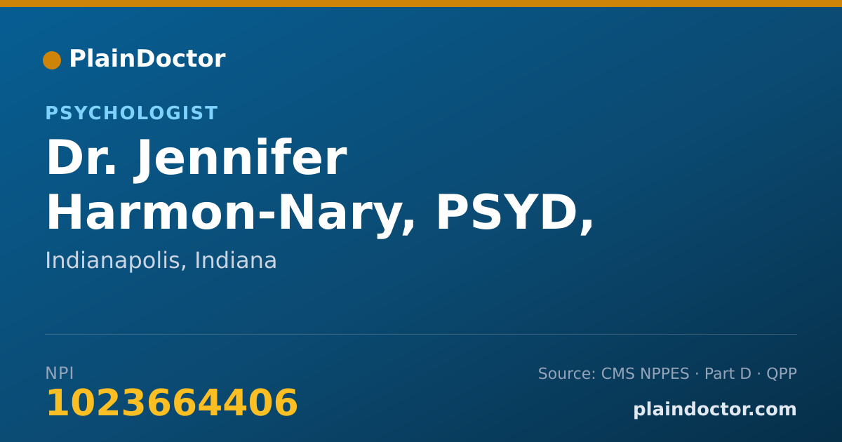 Shareable card for Jennifer Harmon-Nary, PSYD, HSPP - Psychologist, Indianapolis, IN
